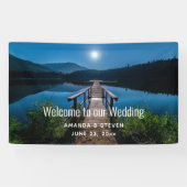 Pier 's nachts onder een Moon Weddenschap Spandoek (Horizontaal)