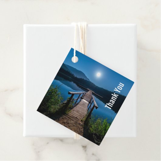 Pier 's nachts onder volledige maan Dank je Bedankjes Labels (In situ)