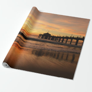 Pier strand zonsondergang cadeaupapier