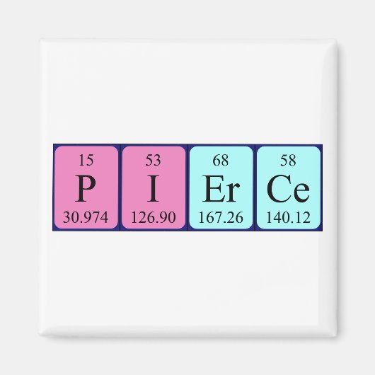 Pierce periodieke table name magnet magneet (Voorkant)