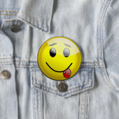 Pierced Tongue Face Funny Button (In situ)