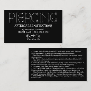 Piercing Nazorg Instructies Business Card Visitekaartje