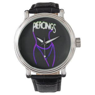 Piercings Neon Lady Silhouette - Paarse horloges