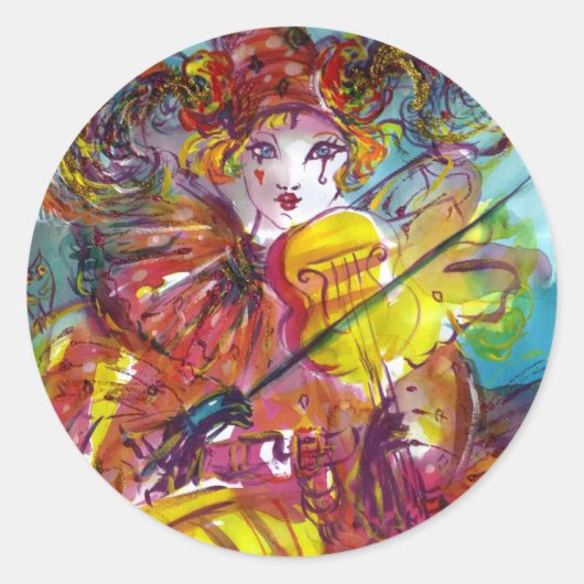 PIERO / Venetiaanse carnavalnacht Ronde Sticker (Voorkant)