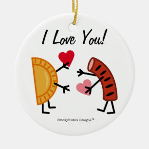 Pierogi en Kielbasa - Ik hou van je! (personalisee Keramisch Ornament