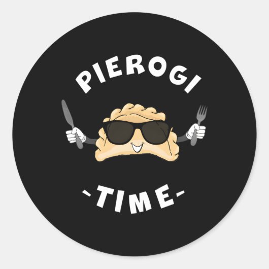 Pierogi Time Pierogi met zonnebril Polen Ronde Sticker (Voorkant)