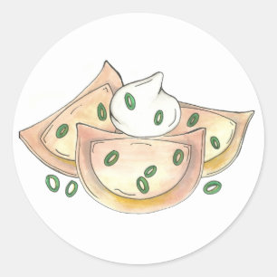 Pierogies Poland Cuisine Potato Dumplings Foodie Ronde Sticker