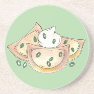 Pierogies Poland Dumplings Pierogi Food Zandsteen Onderzetter