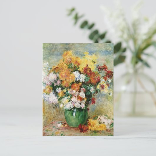 Pierre A Renoir | Bouquet Chrysanthemums Briefkaart (Staand voorkant)