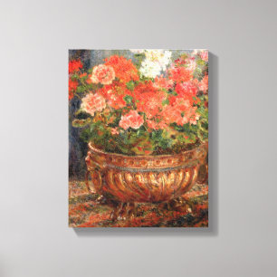 Pierre A Renoir Geraniums in een koperbekken Canvas Afdruk