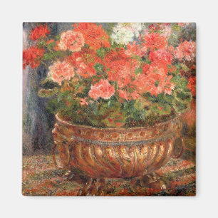 Pierre A Renoir Geraniums in een koperbekken Magneet