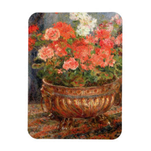 Pierre A Renoir Geraniums in een koperbekken Magneet