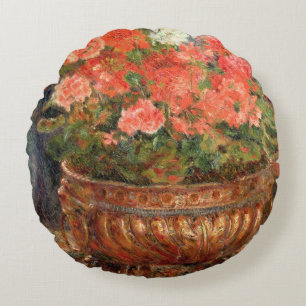 Pierre A Renoir   Geraniums in een koperbekken Rond Kussen