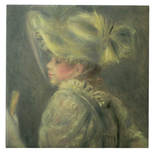 Pierre A Renoir Het witte Pet Tegeltje
