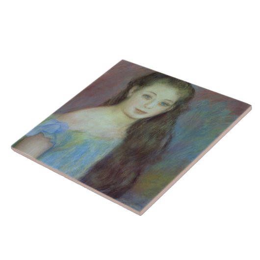 Pierre A Renoir | Jonge meid met blauwe ogen Tegeltje (Zijkant)