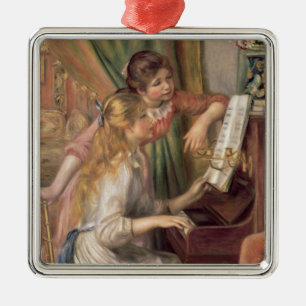 Pierre A Renoir   Jonge meisjes in de Piano Metalen Ornament