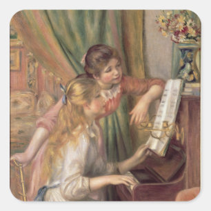 Pierre A Renoir Jonge meisjes in de Piano Vierkante Sticker