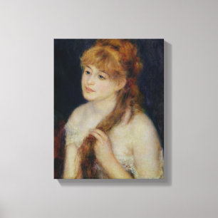 Pierre A Renoir Jonge vrouw die haar haar haar h Canvas Afdruk