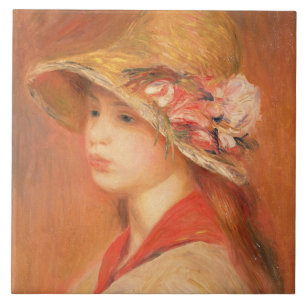 Pierre A Renoir Jonge vrouw in een Pet Tegeltje