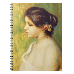 Pierre A Renoir   Jonge vrouw met bloemen aan het  Notitieboek