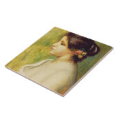 Pierre A Renoir | Jonge vrouw met bloemen aan het Tegeltje (Zijkant)