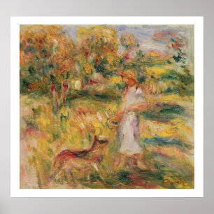 Pierre A Renoir   Landschap met de vrouw van de ku Poster