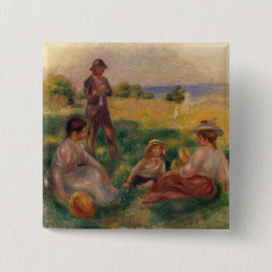 Pierre A Renoir Partij in het land te Berneval Vierkante Button 5,1 Cm