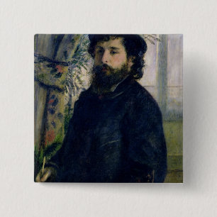 Pierre A Renoir Portret van Claude Monet Vierkante Button 5,1 Cm