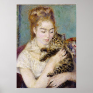 Pierre A Renoir   Vrouw met kat Poster