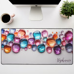 Pierre arc-en-ciel personnalisée<br><div class="desc">Apportez une touche magique et étincelante à votre espace de travail avec ce tapis de bureau personnalisé orné de pierres précieuses de l'arc-en-ciel. Les cristaux colorés, dressés contre un arrière - plan noir élégant, créent une scène fascinante et inspirante. Faites-le vraiment à vous en ajoutant votre nom ou une citation...</div>