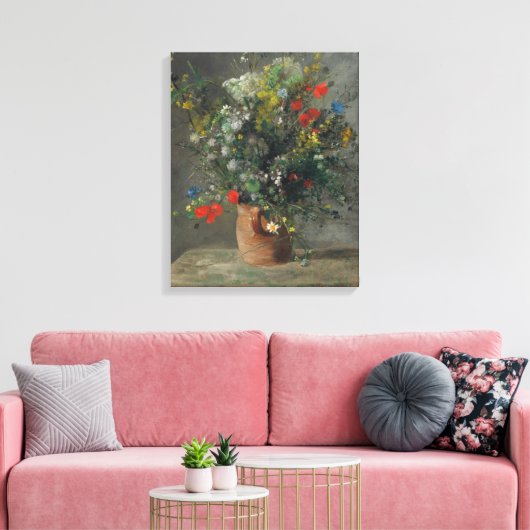 Pierre-Auguste Renoir - Bloemen in een vaas 1866 Canvas Afdruk (Insitu (Woonkamer))