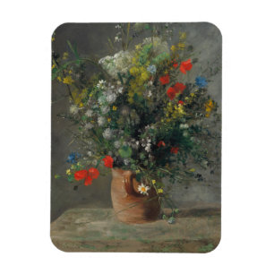 Pierre-Auguste Renoir - Bloemen in een vaas 1866 Magneet