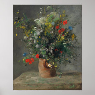 Pierre-Auguste Renoir - Bloemen in een vaas 1866 Poster