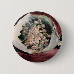 Pierre-Auguste Renoir - Bouquet in een doos Ronde Button 5,7 Cm