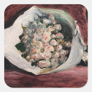 Pierre-Auguste Renoir - Bouquet in een doos Vierkante Sticker