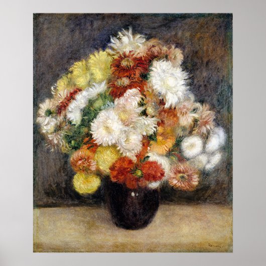 Pierre-Auguste Renoir Bouquet van Chrysanthema Poster (Voorkant)