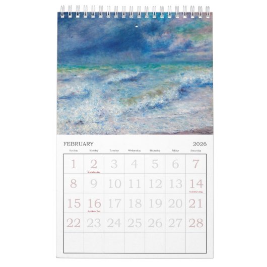PIERRE AUGUSTE-RENOIR CALENDRIER D'ART FIN (Feb 2026)