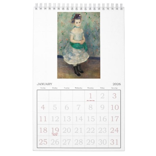 PIERRE AUGUSTE-RENOIR CALENDRIER D'ART FIN (Jan 2026)