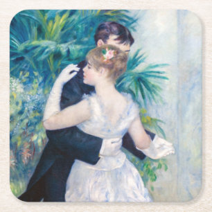Pierre-Auguste Renoir - City Dance Vierkante Kartonnen Onderzetter