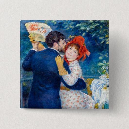 Pierre-Auguste Renoir - Country Dance Vierkante Button 5,1 Cm (Voorkant)