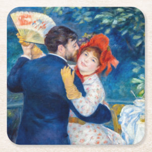Pierre-Auguste Renoir - Country Dance Vierkante Kartonnen Onderzetter