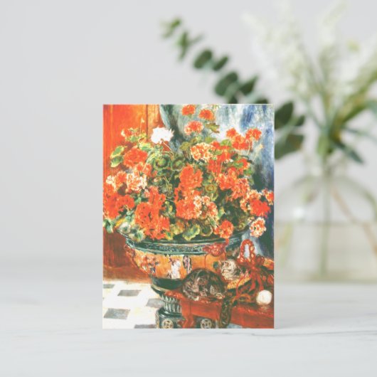 Pierre-Auguste Renoir Geraniums en katten Briefkaart (Staand voorkant)