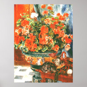 Pierre-Auguste Renoir Geraniums En Katten Poster
