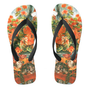 Pierre-Auguste Renoir Geraniums en katten Teenslippers