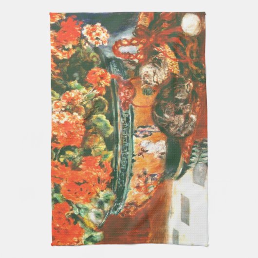 Pierre-Auguste Renoir Geraniums en katten Theedoek (Verticaal)