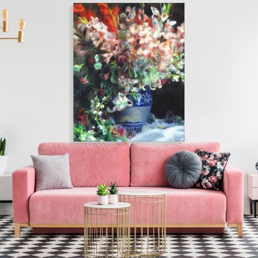 Pierre-Auguste Renoir Gladioli in een Vase Canvas Afdruk (Insitu (Woonkamer))