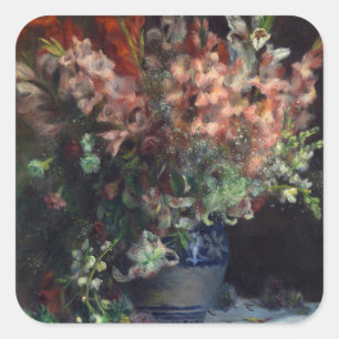 Pierre-Auguste Renoir  Gladioli in een Vase Vierkante Sticker