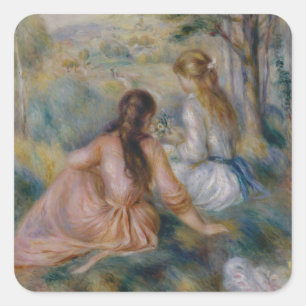 Pierre Auguste Renoir In de weide Vierkante Sticker