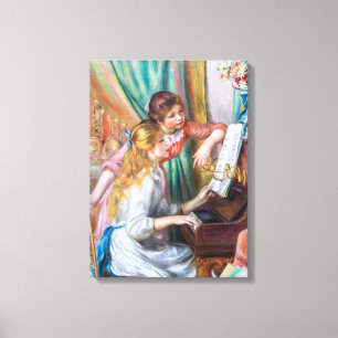 Pierre Auguste Renoir - Jonge meisjes aan de Piano Canvas Afdruk
