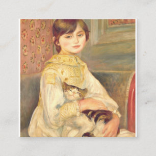 Pierre Auguste Renoir - Julie Manet met kat Vierkante Visitekaartje